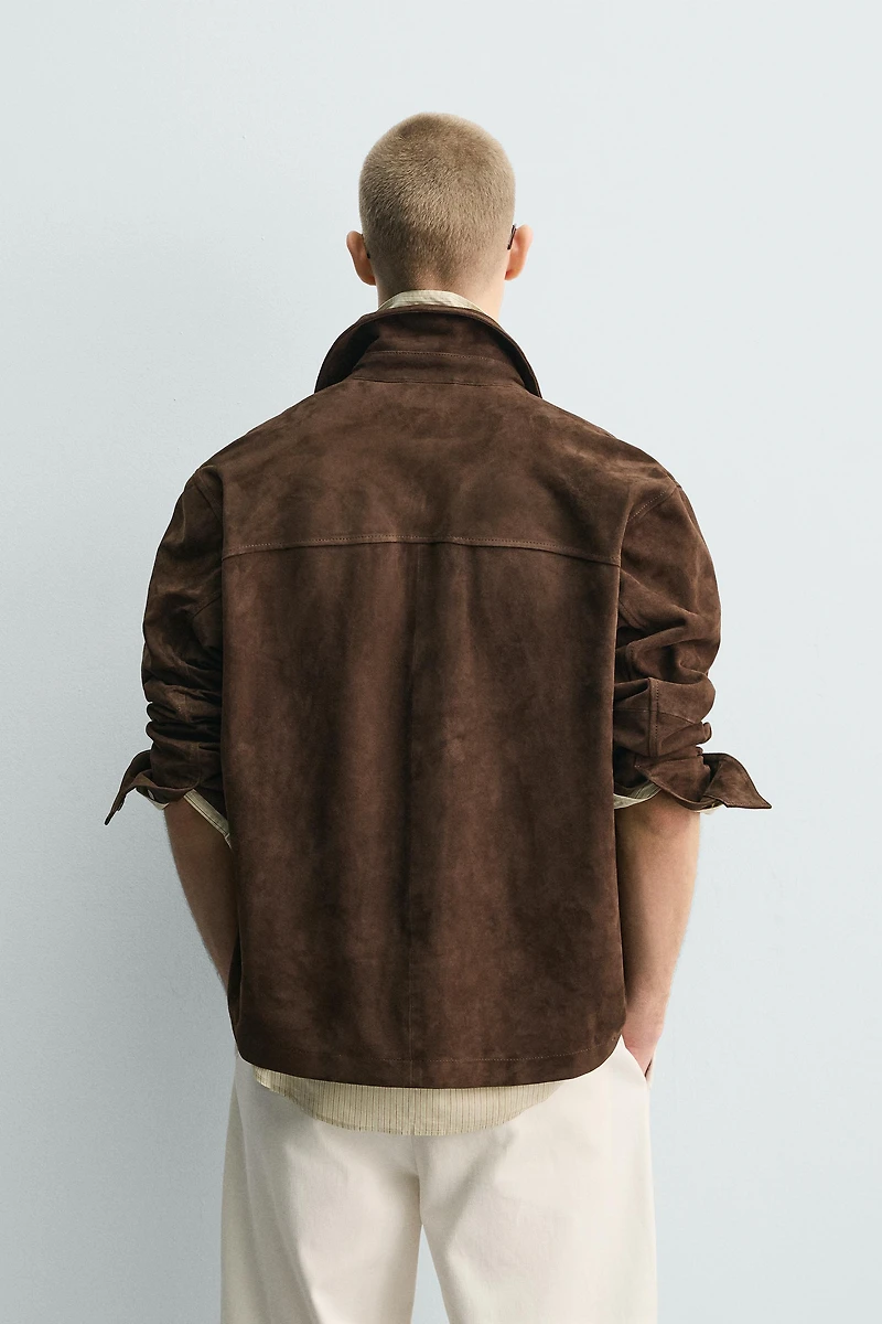 SUEDE LEATHER POCKET OVERSHIRT