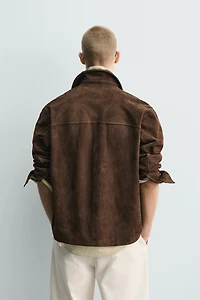 SUEDE LEATHER POCKET OVERSHIRT