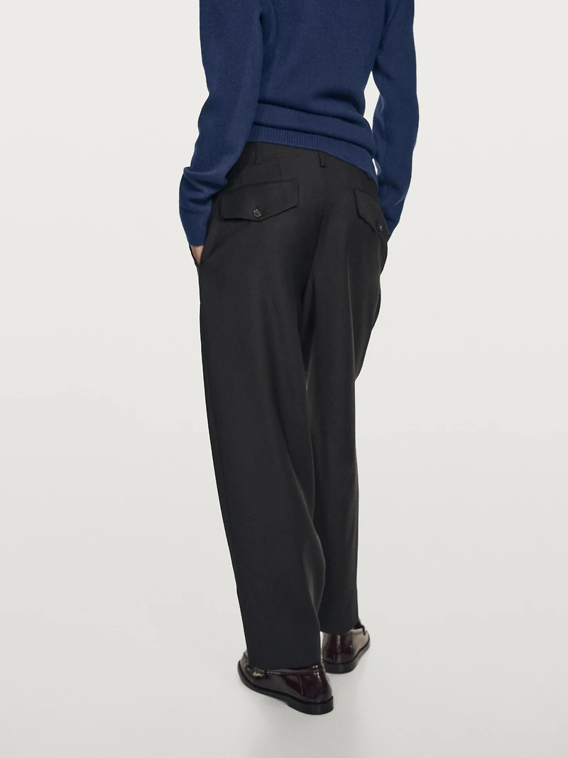 100% wool boyfriend fit trousers
