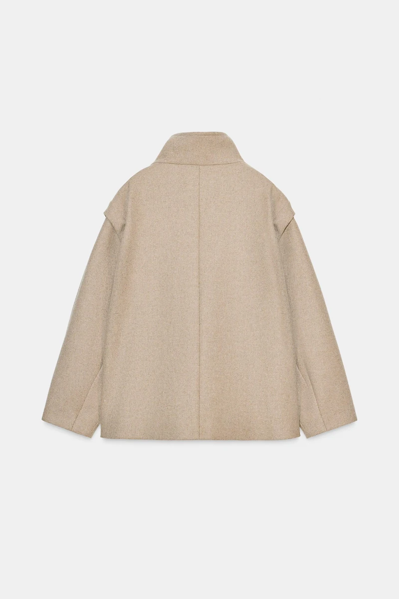 SHORT WOOL COAT WITH HIGH NECK