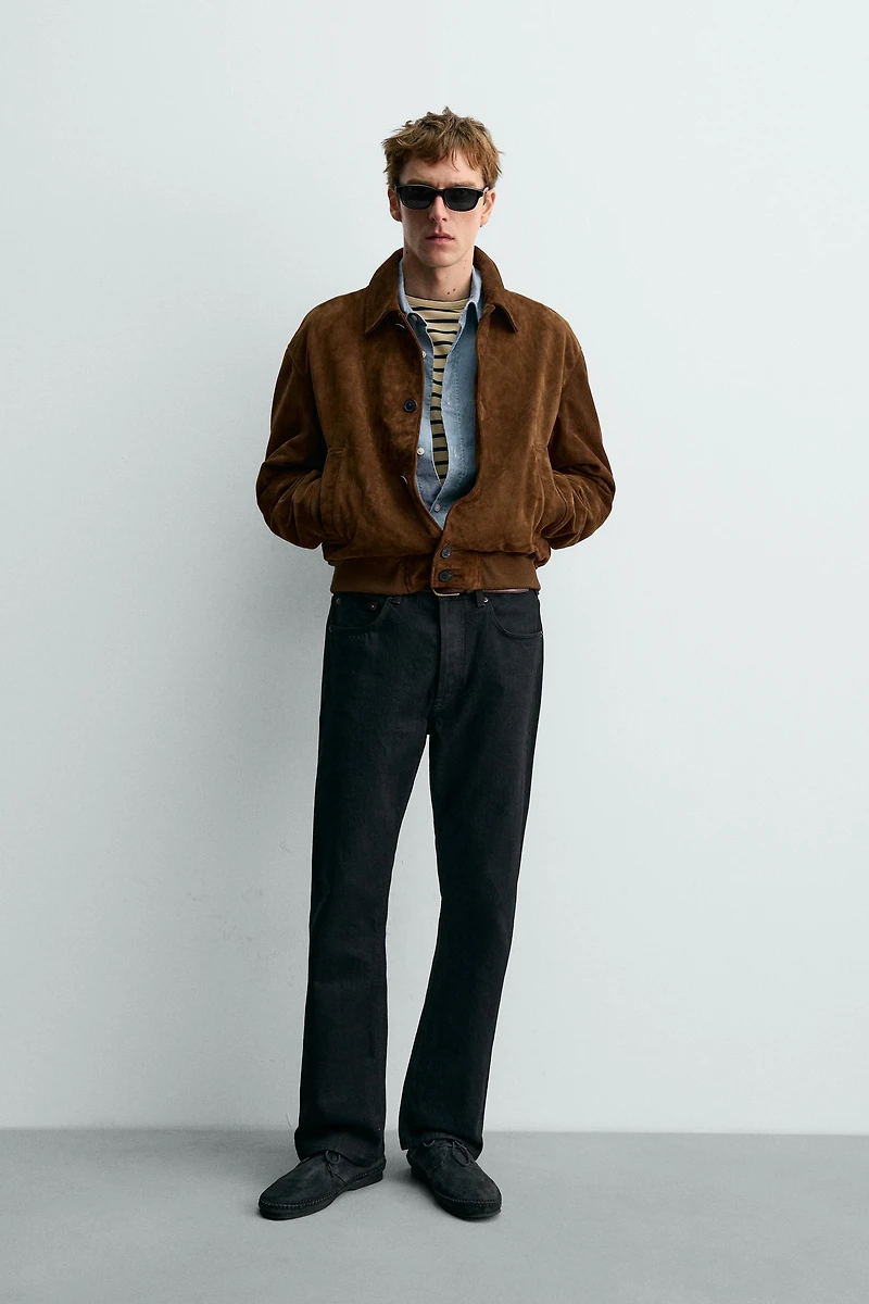AARON LEVINE X ZARA CROPPED SUEDE LEATHER JACKET