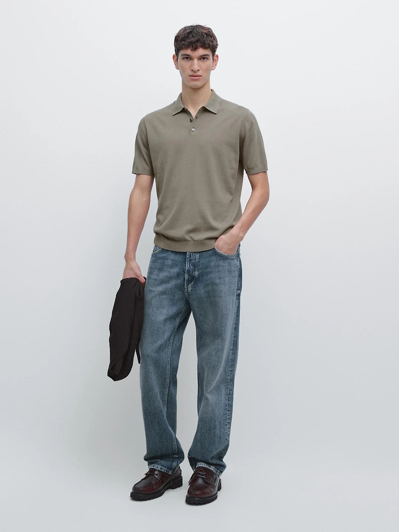 100% cotton knit short sleeve polo shirt