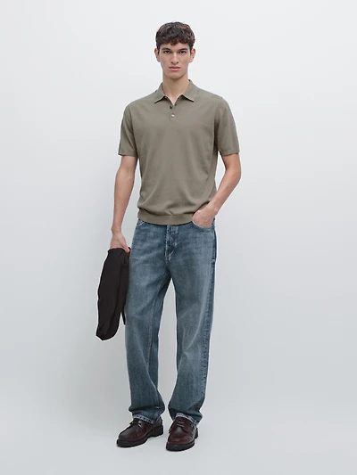 100% cotton knit short sleeve polo shirt