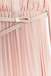 ROBE MIDI PLISSÉE CEINTURE