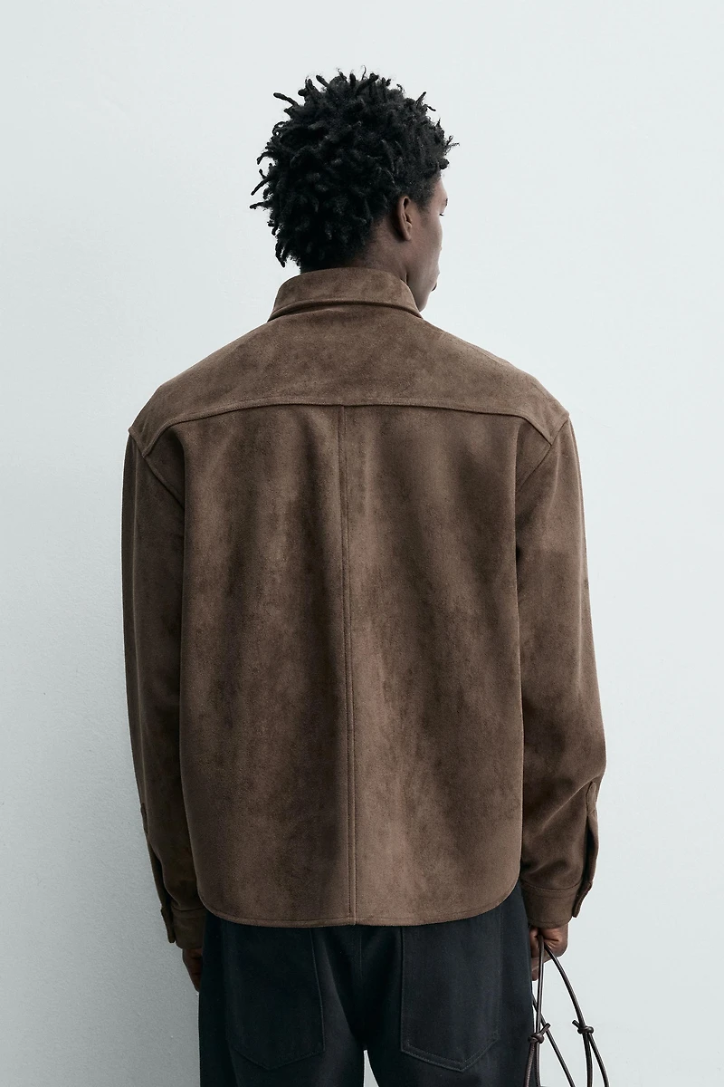 REGULAR FIT FAUX SUEDE OVERSHIRT