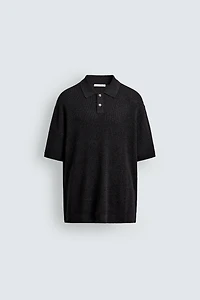 STRUCTURED FLOWY KNIT POLO