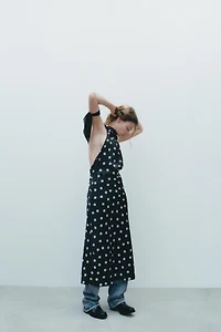 ROBE MIDI SATINÉE À POIS