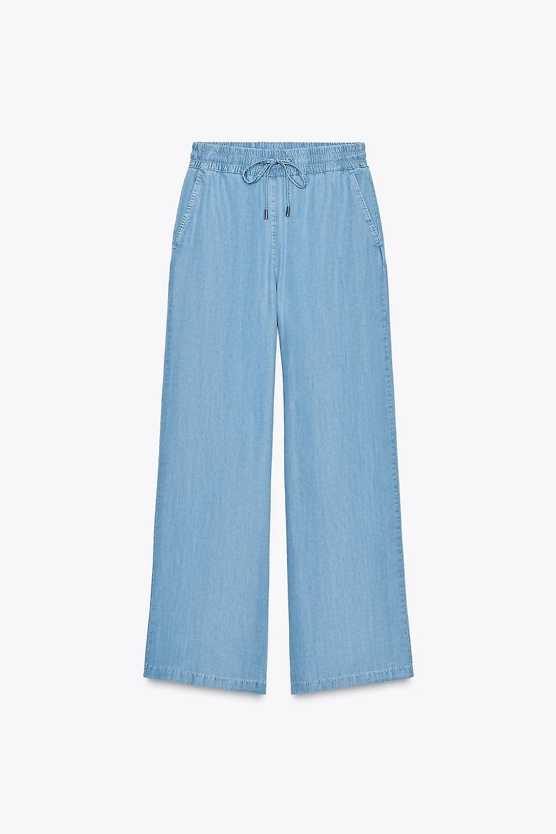 WIDE LEG ELASTIC WAIST PANTS