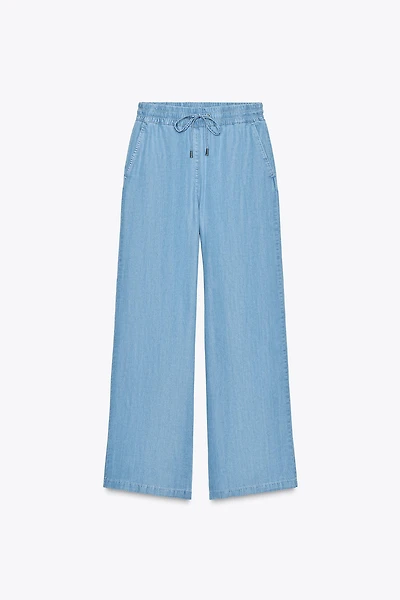 WIDE LEG ELASTIC WAIST PANTS