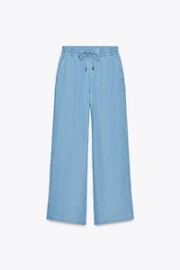 WIDE LEG ELASTIC WAIST PANTS