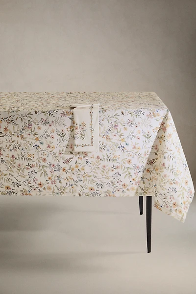 RESIN-COATED FLORAL PRINT TABLECLOTH