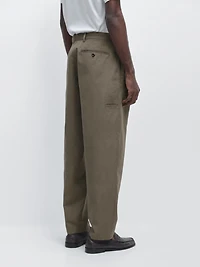Cotton and linen tapered fit trousers