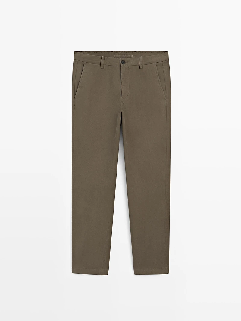 Slim fit textured trousers