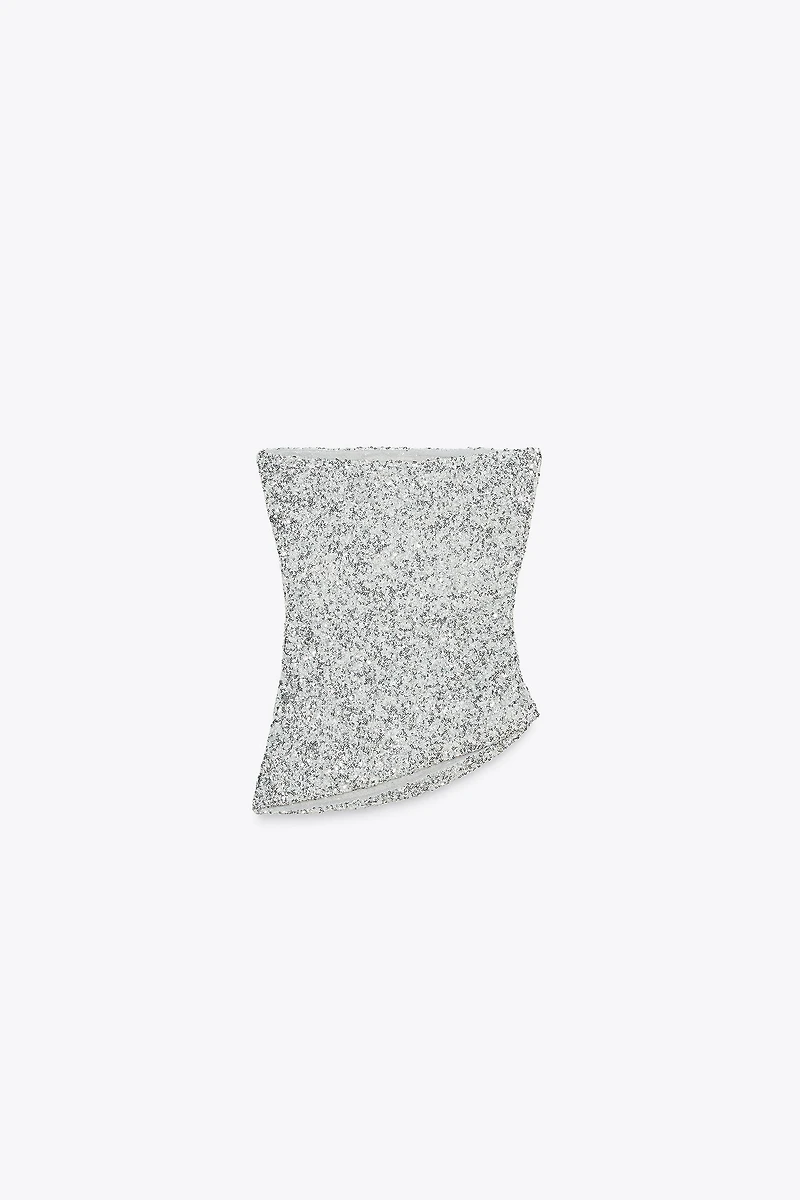 SEQUIN BANDEAU TOP
