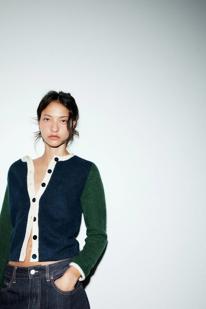 GILET EN MAILLE COLOR BLOCK