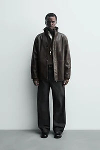 CONTRAST FAUX LEATHER JACKET