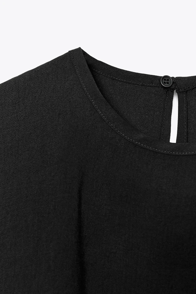 Blouse Noire Zara Avec Volants - Taille S - En Voile - Comme Neuve (occasion TB)