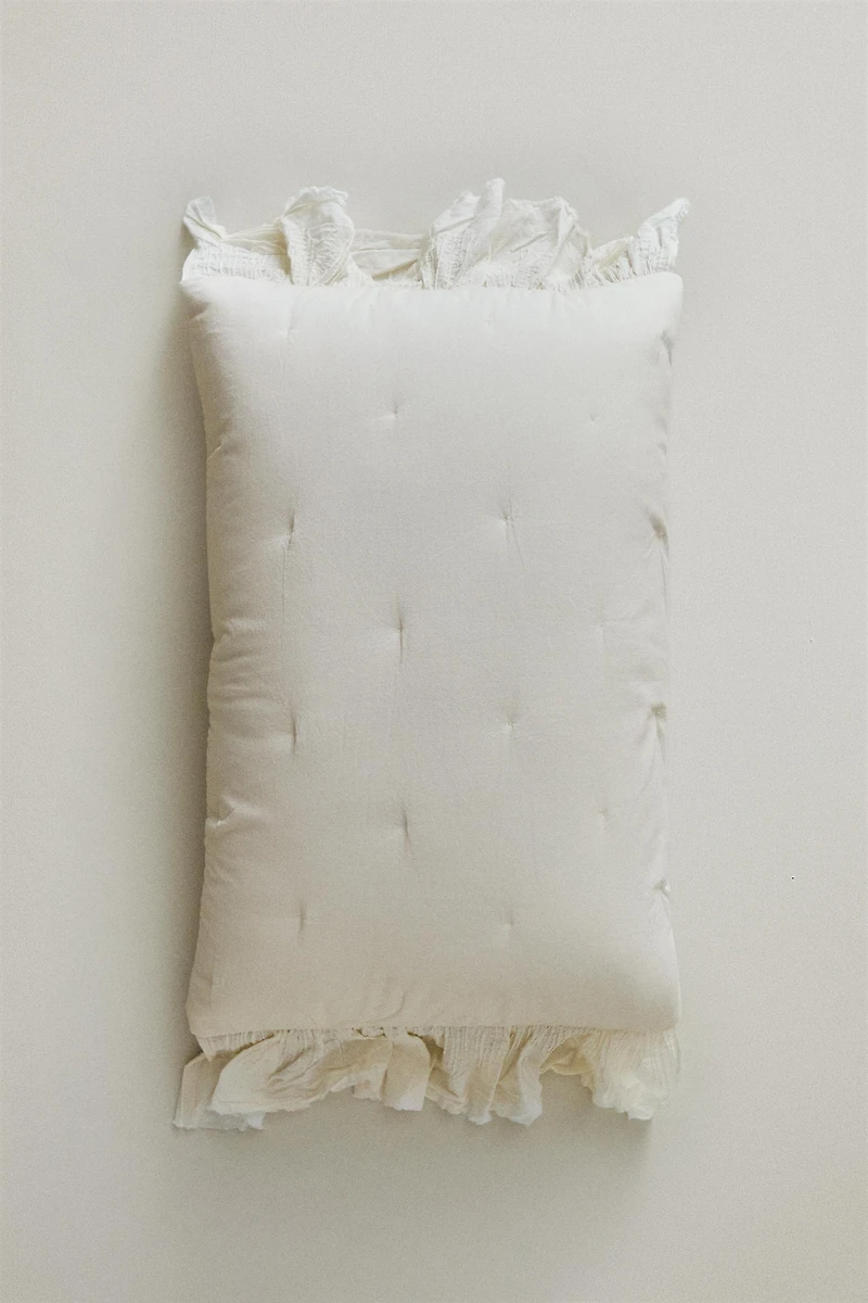 HOUSSE DE COUSSIN ÉDREDON COTON VOLANT