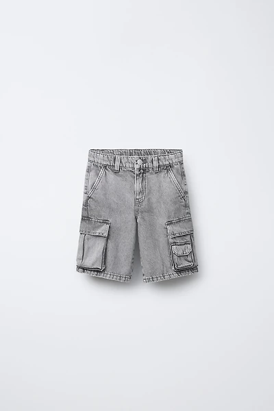 MULTICARGO WIDE DENIM SHORTS