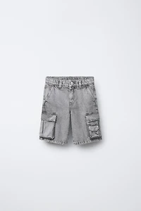 MULTICARGO WIDE DENIM SHORTS