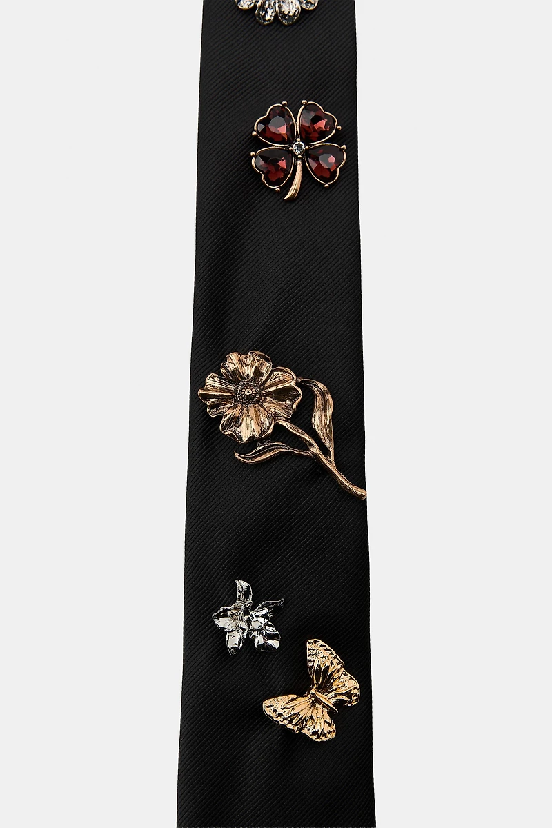 CRAVATE CHARMS FLEURS PAPILLON