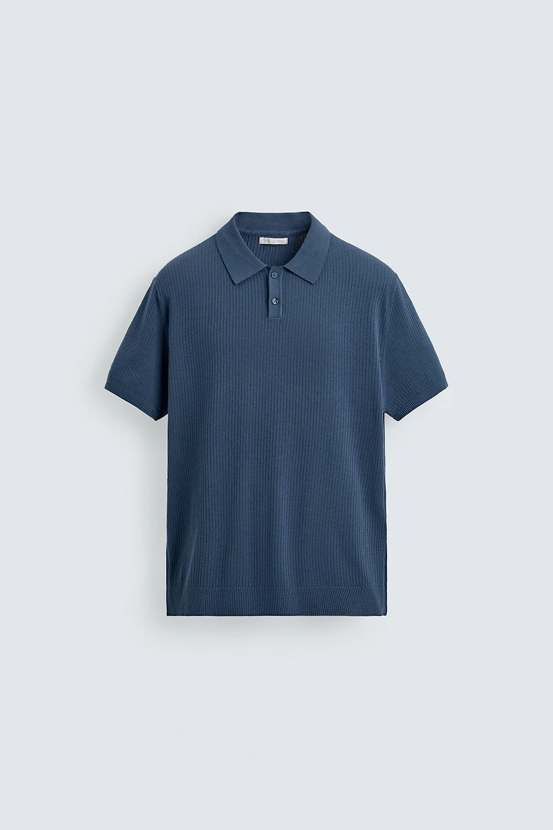 RIB KNIT POLO SHIRT