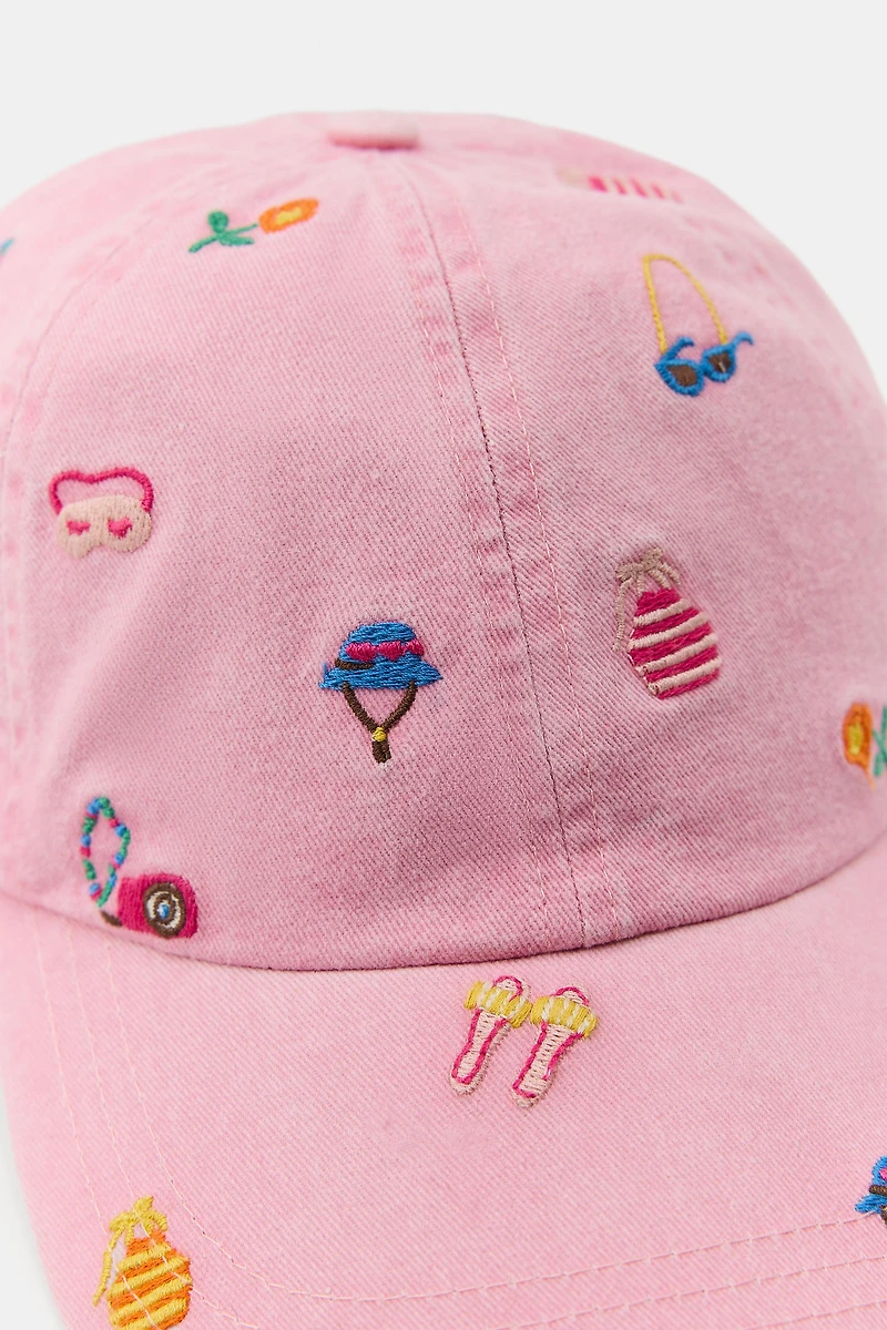 100% COTTON CONTRAST EMBROIDERY CAP