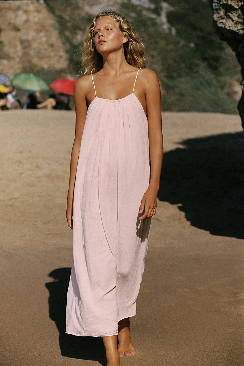 VOLUMINOUS GAUZE MIDI DRESS