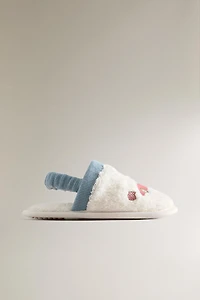CHILDREN'S TERRYCLOTH BATHROOM RACING DOG SLIPPERS