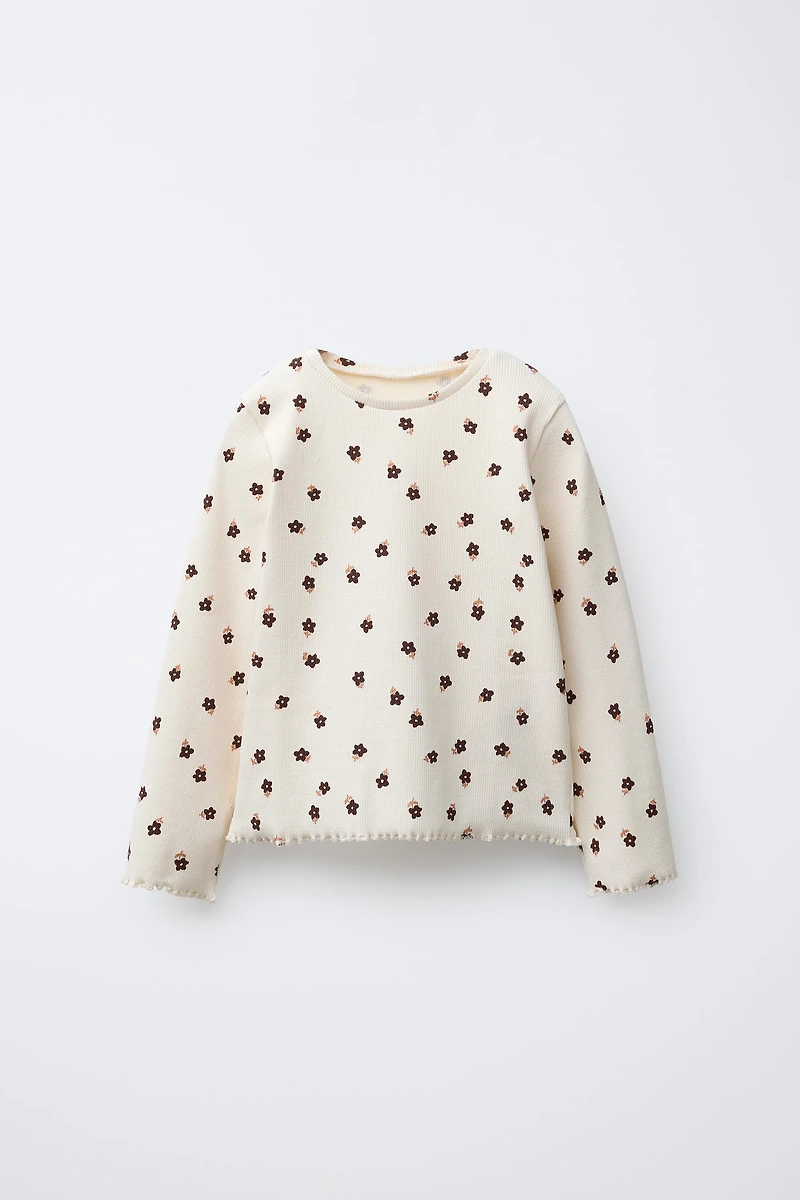 PRINTED RIBBED T-SHIRT