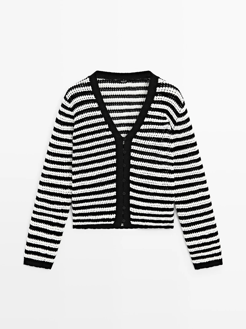 Striped knit cardigan
