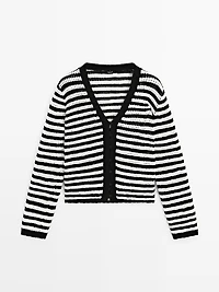 Striped knit cardigan