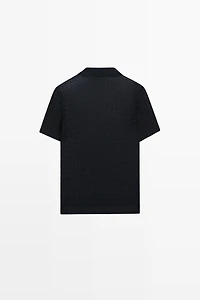 Open-knit polo sweater