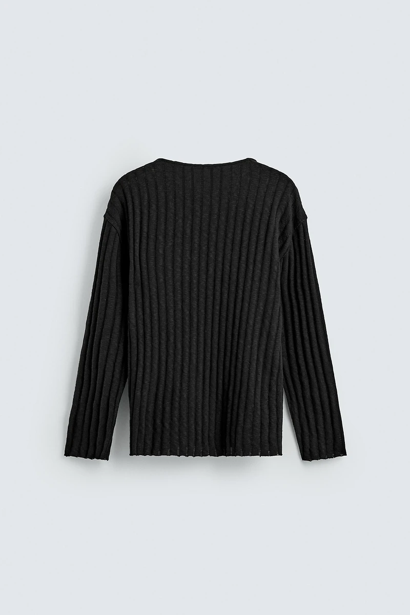 OPEN-KNIT RIBBED JUMPER