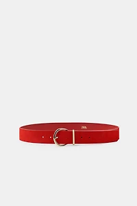 100% SPLIT LEATHER BELT WITH CIRCULAR BUCKLE