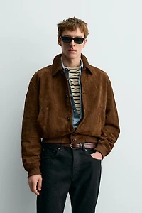 AARON LEVINE X ZARA CROPPED SUEDE LEATHER JACKET