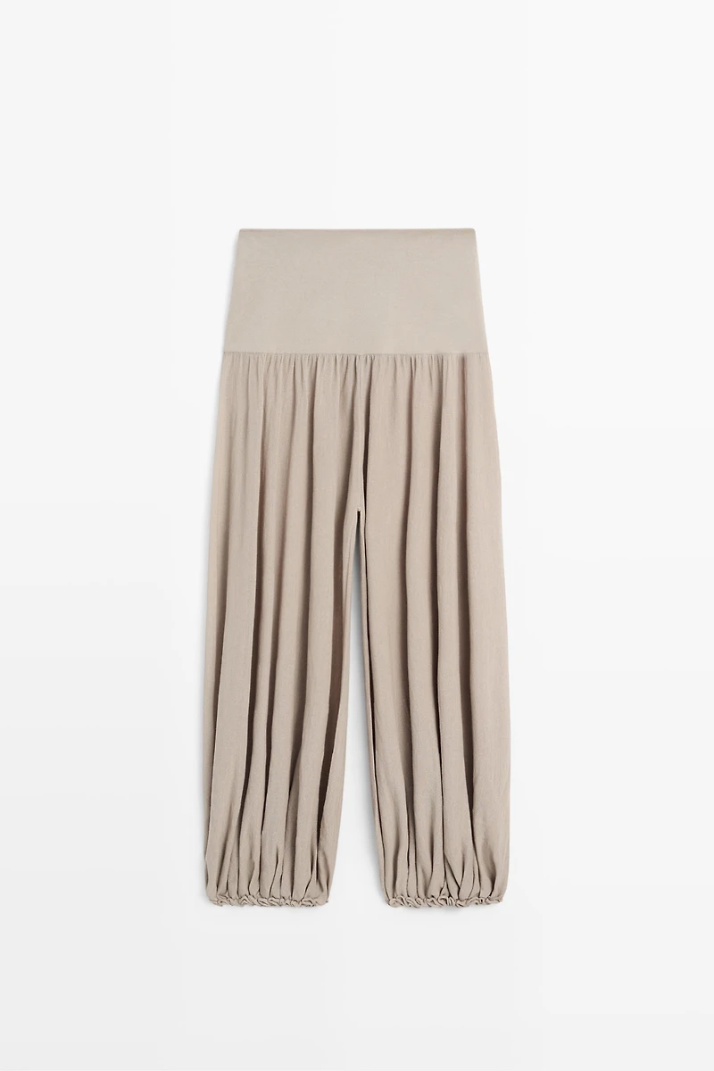 Sarouel trousers with wide waistband