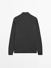 Wool blend knit polo sweater