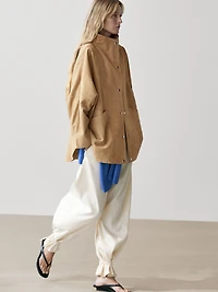 Suede leather cape with button details
