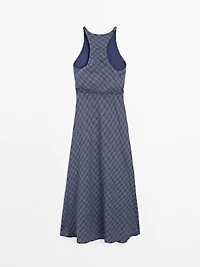 Long checked dress with back detail