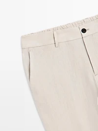 100% linen trousers with elasticated detail