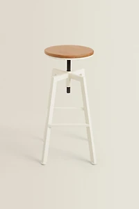TABOURET HAUT PIVOTANT BOIS ET MÉTAL