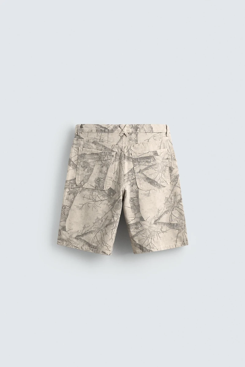 TREE PRINT BAGGY FIT SHORTS