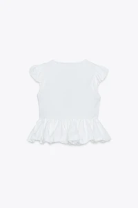 CONTRAST BOW T-SHIRT
