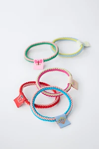 FIVE-PACK OF FLORAL STAMP SCRUNCHIES