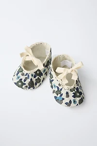 BALLET FLATS WITH BOW AND FLOWERS