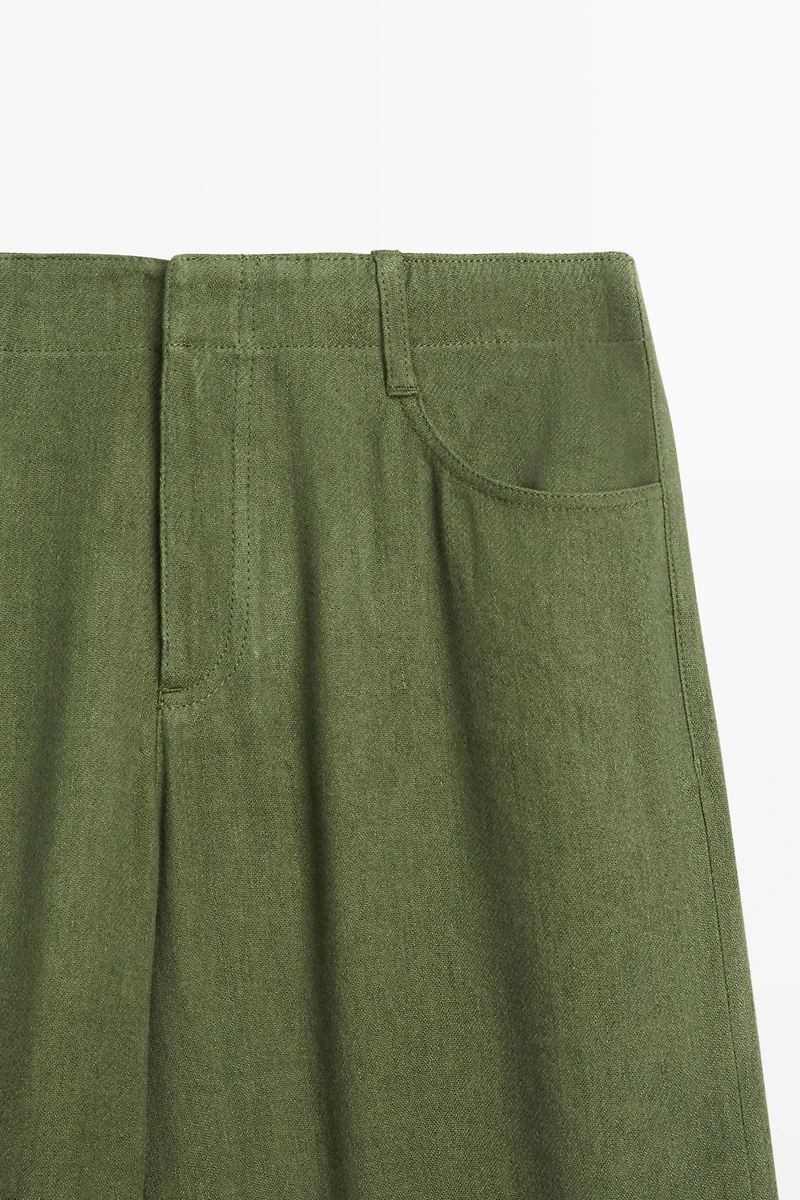 Straight linen blend pants