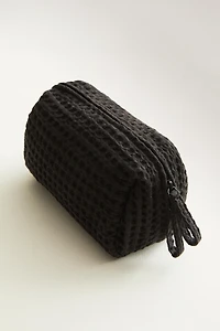 WAFFLE-TEXTURE FABRIC TOILETRY BAG