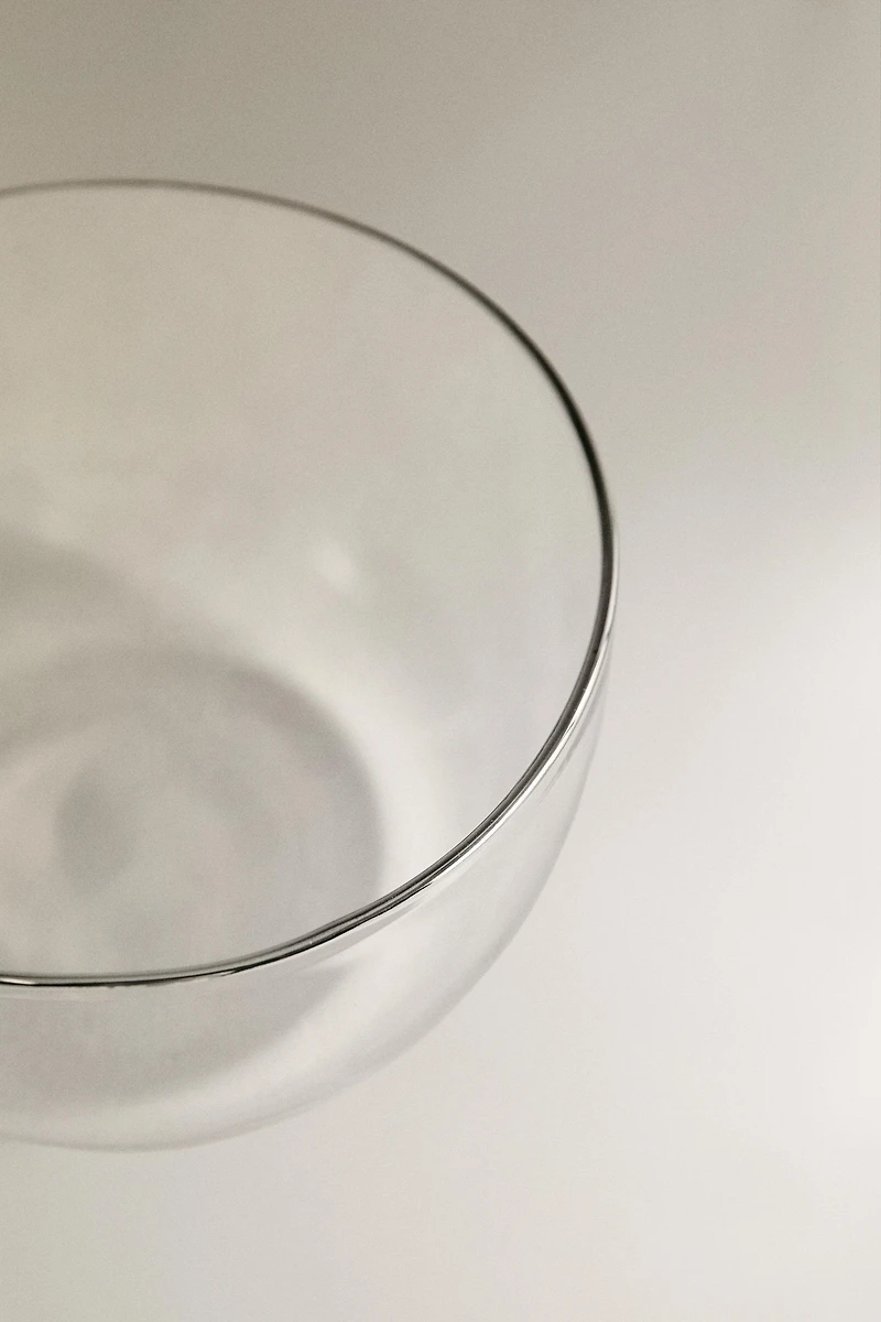 SILVER RIM BOROSILICATE GLASS BOWL