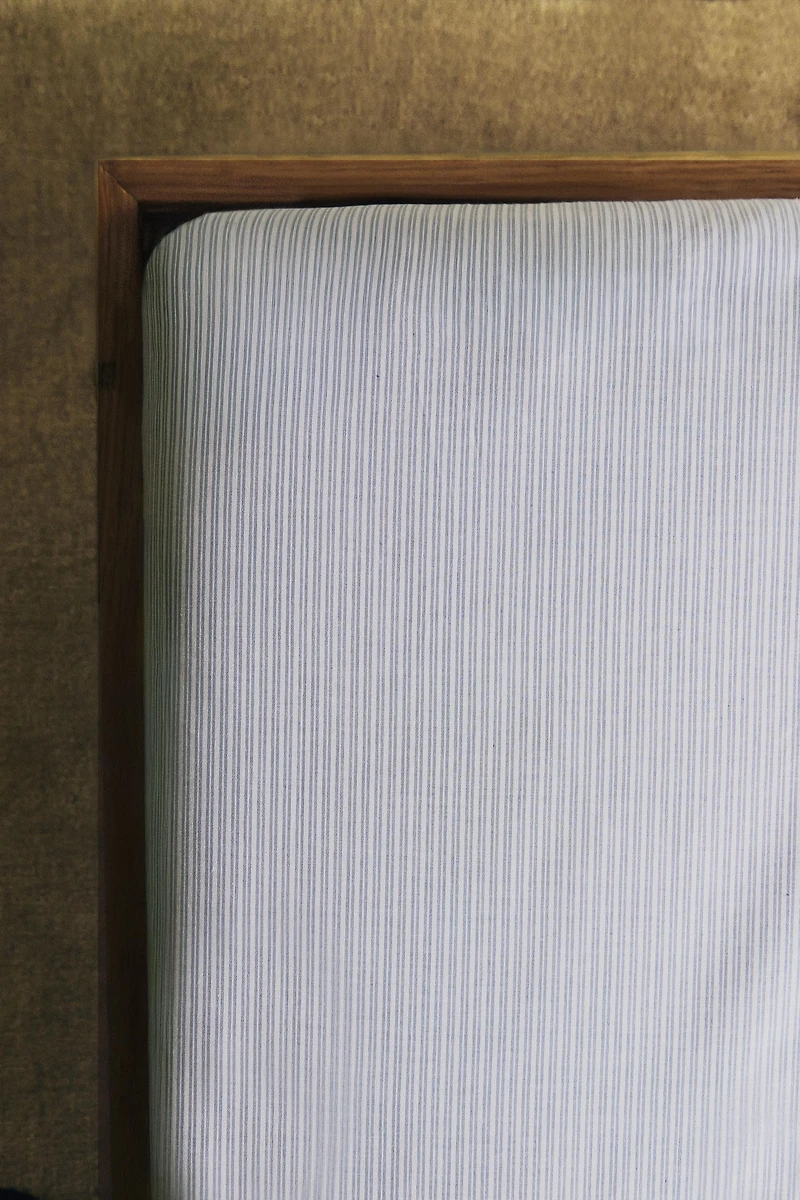 KIDS' STRIPED COTTON FITTED SHEET